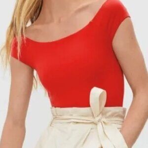 Everlane Off The Shoulder Bodysuit Red Size Small NWOT Summer Basic